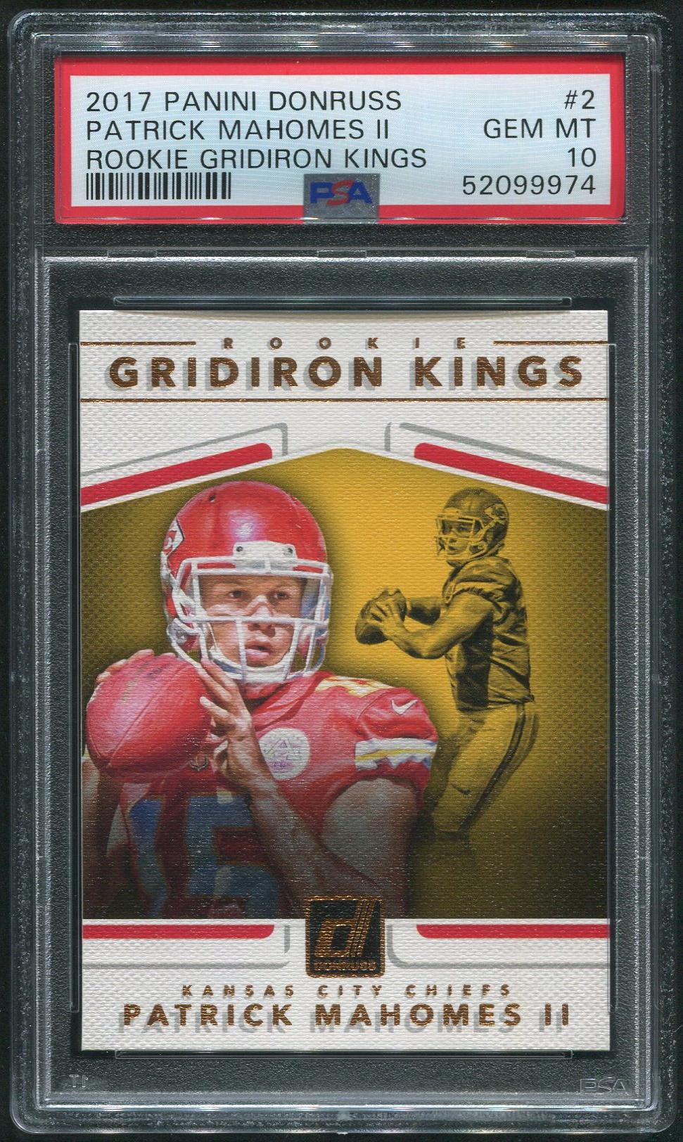 2017 Donruss Football #2 Patrick Mahomes II Gridiron Kings Rookie PSA ...