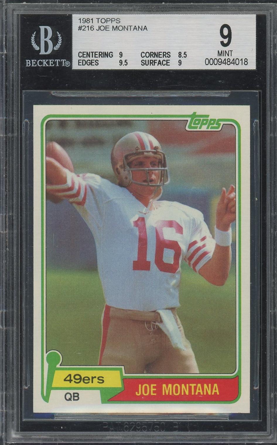 1981 Topps #216 Joe Montana RC BGS 9 *4018 (Reed Buy) | DA Card World