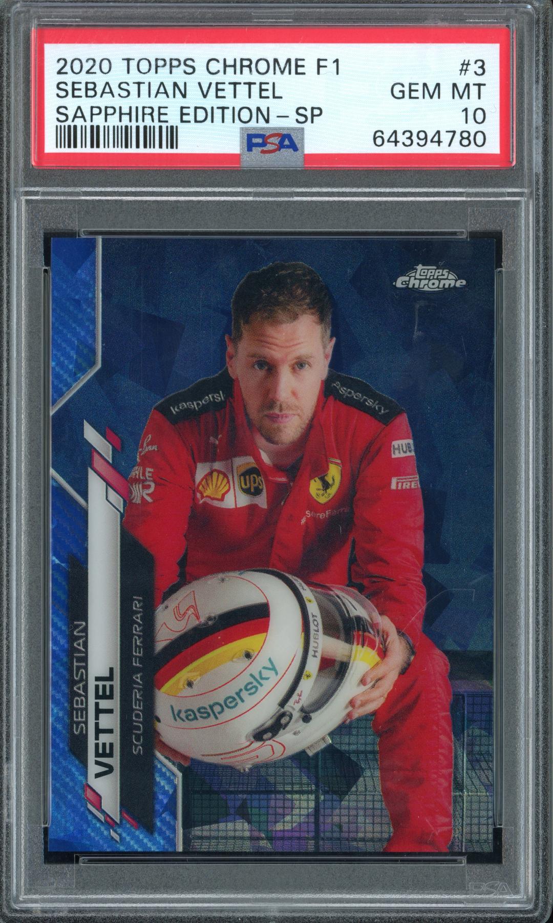 Sebastian Vettel 2020 Topps Chrome F1 Sapphire Edition SP PSA 10 | DA ...