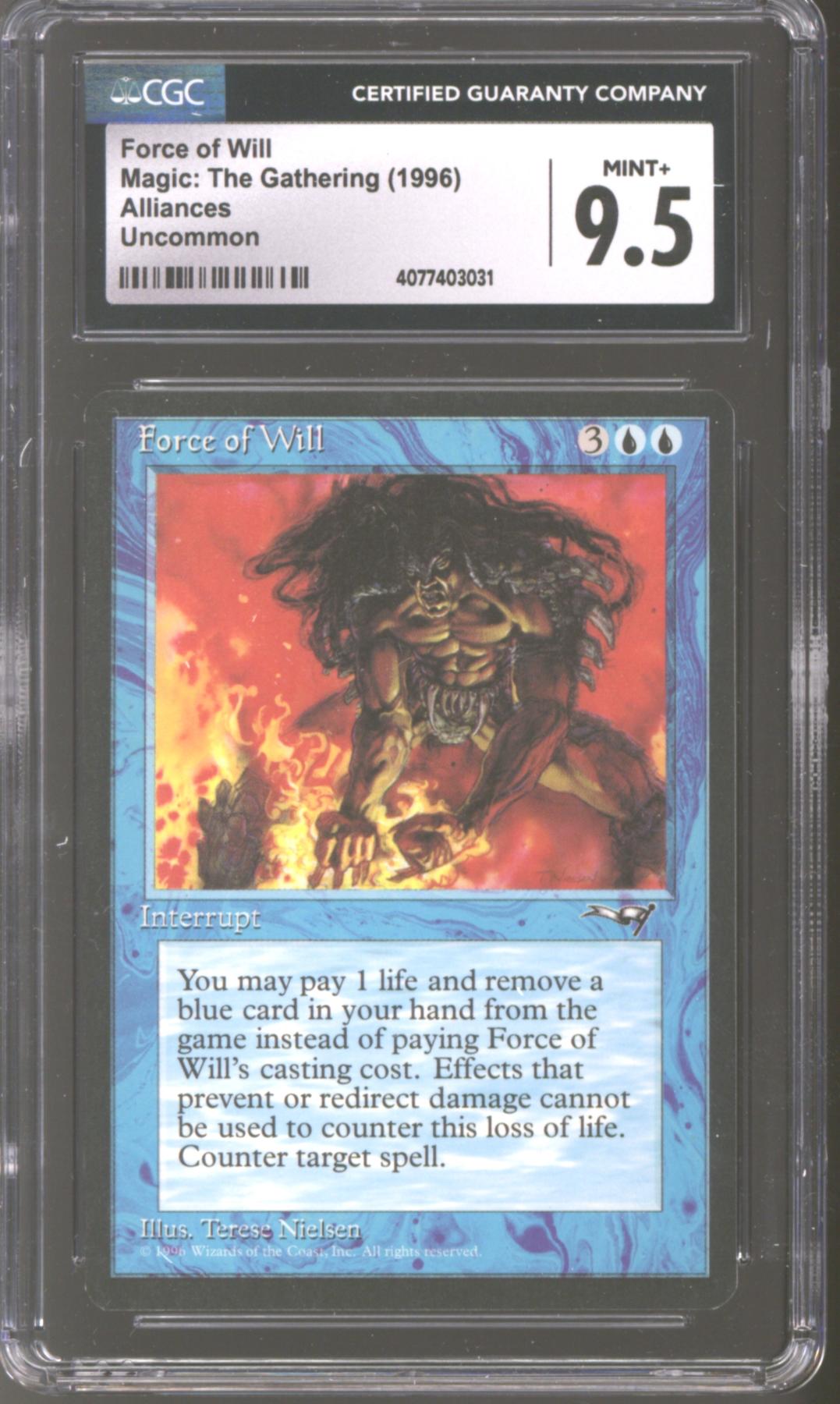 Force Of Will Alliances Rare MTG Beckett Graded BGS 9 Mint
