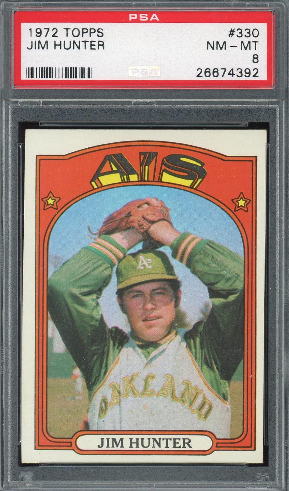 1972 Topps 330 Catfish Hunter PSA 8 *4392 (Reed Buy) DA Card World