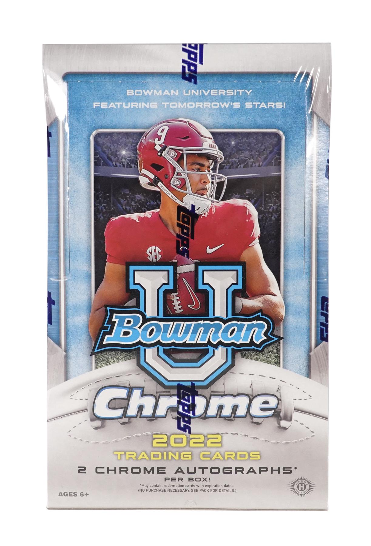 2022 Bowman Chrome University Football Hobby Box DA Card World