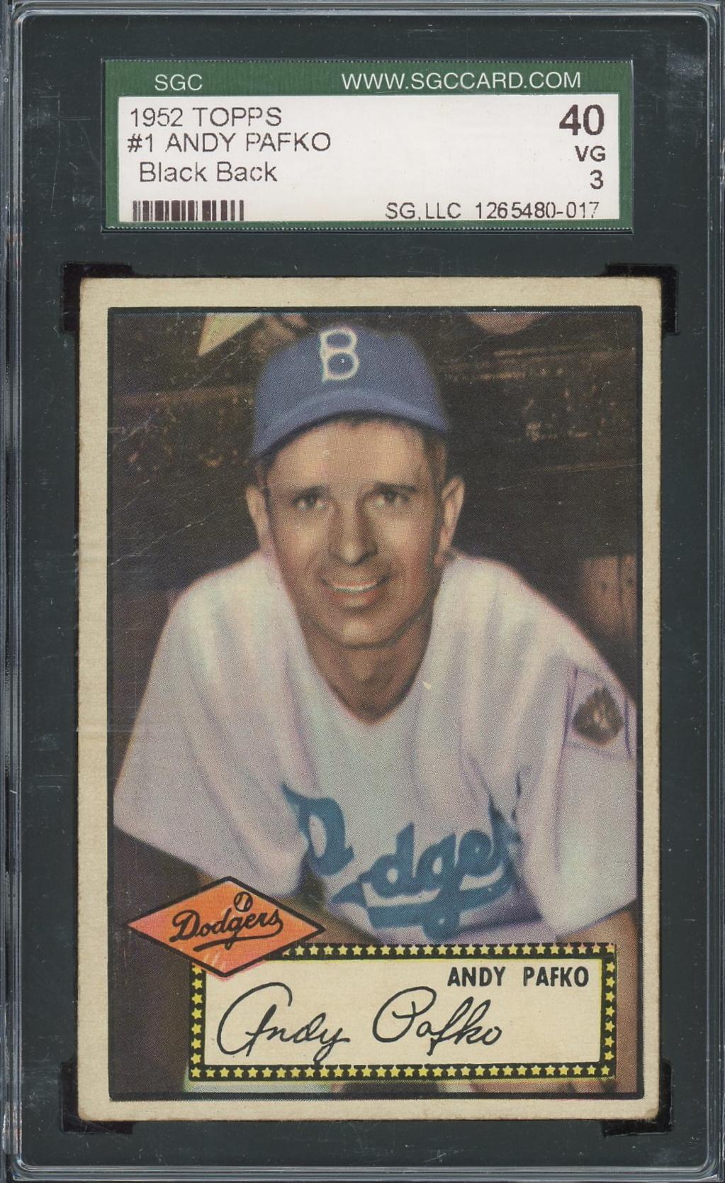 1952 Topps 1 Andy Pafko BB SGC 40 *0017 (Reed Buy) DA Card World