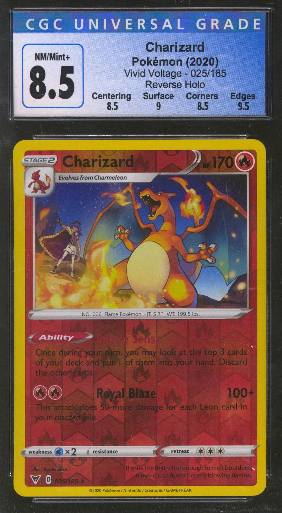 Pokemon Vivid Voltage Reverse Holo Charizard 25/185 CGC 8.5 DA Card World