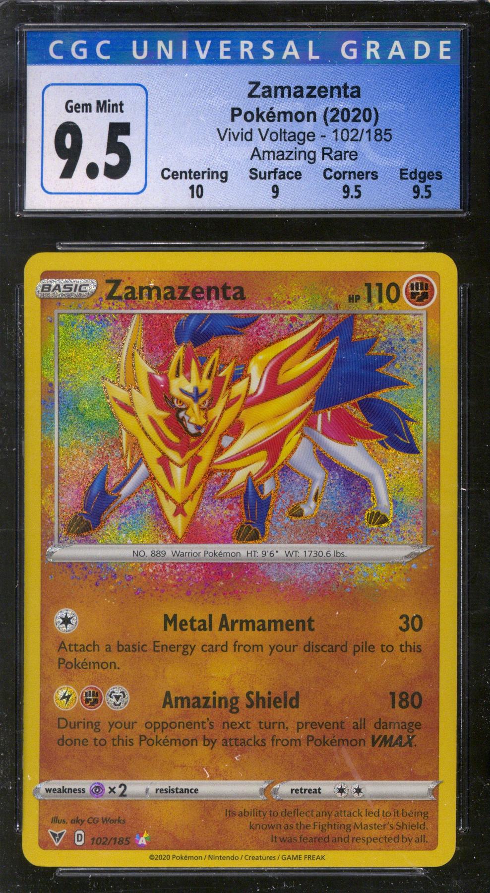 Pokemon Vivid Voltage Amazing Rare Zamazenta 102/185 CGC 9.5 GEM