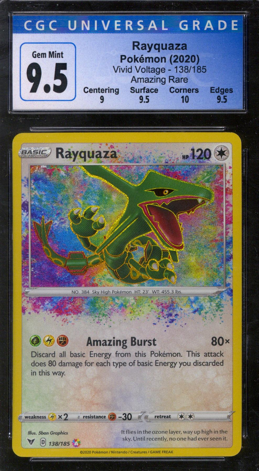 Pokemon Vivid Voltage Amazing Rare Rayquaza 138/185 CGC 9.5 GEM MINT ...