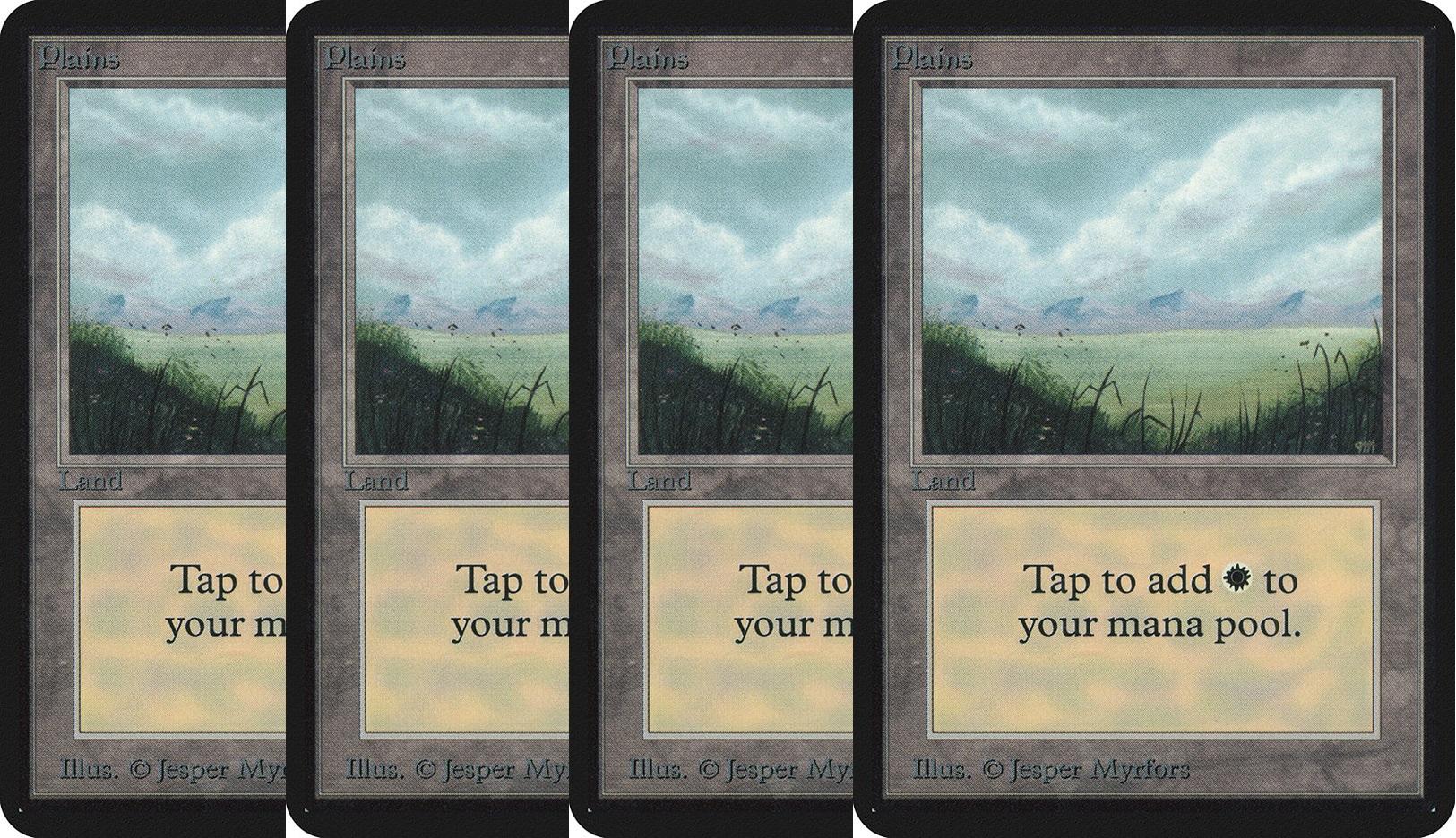 Magic the Gathering Alpha 4x LOT Plains (Ver 1) HEAVILY PLAYED (HP