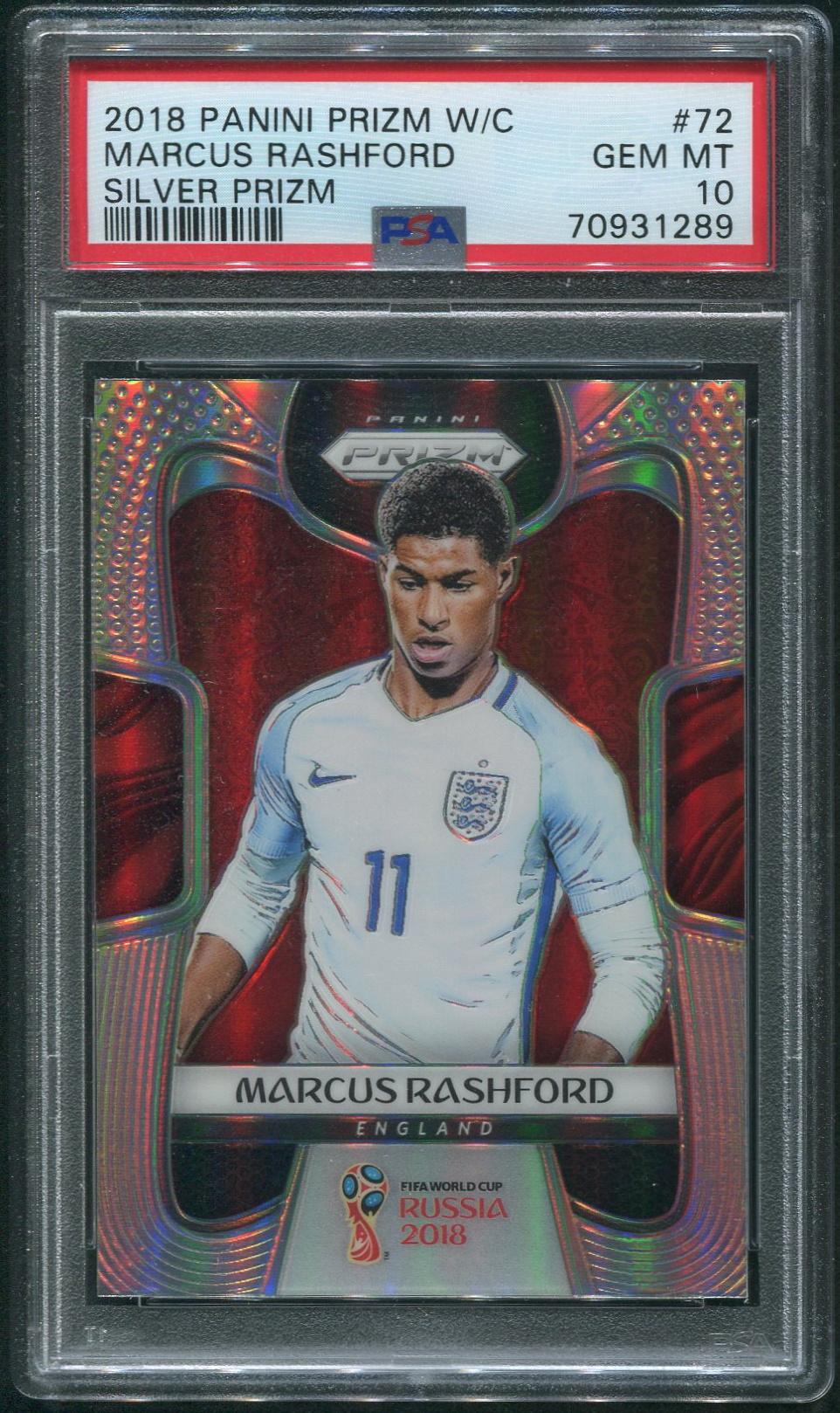 2018 Panini Prizm World Cup Soccer #72 Marcus Rashford Prizms Silver PSA 10  (GEM MT)