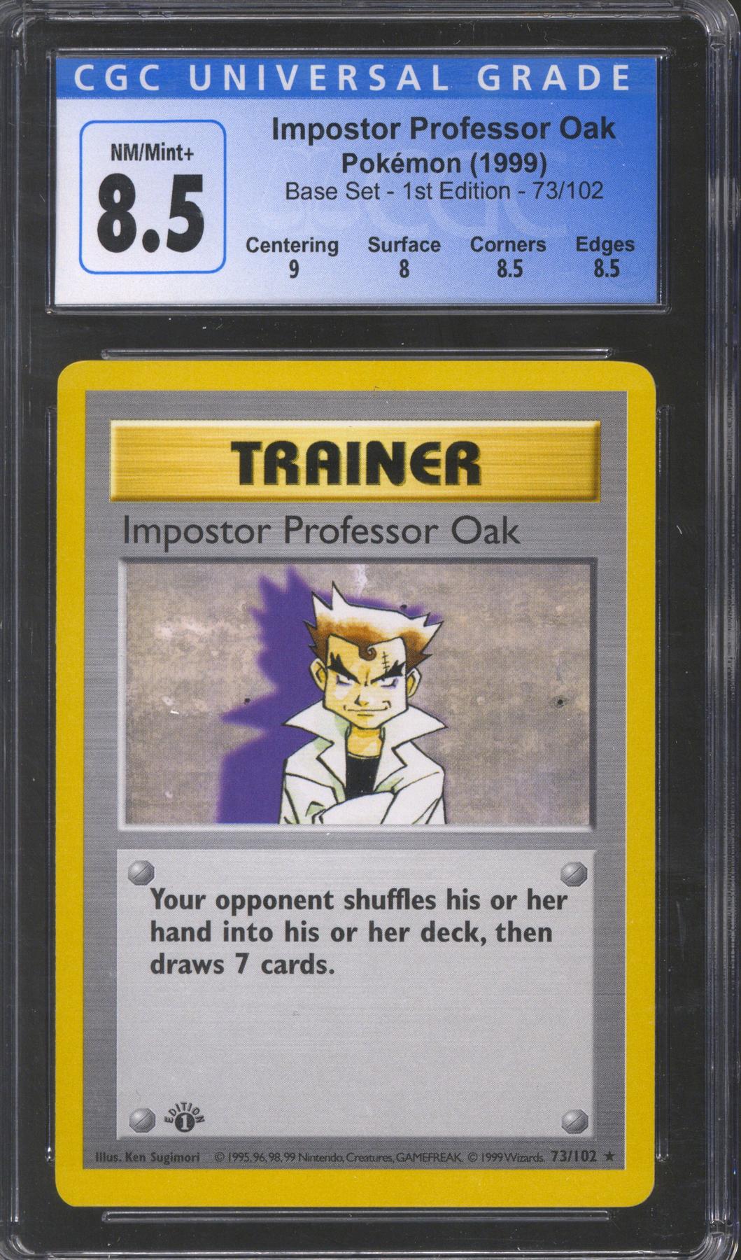 Pokemon Base Set 1st Edition Shadowless Imposter Professor Oak 73/102 ...