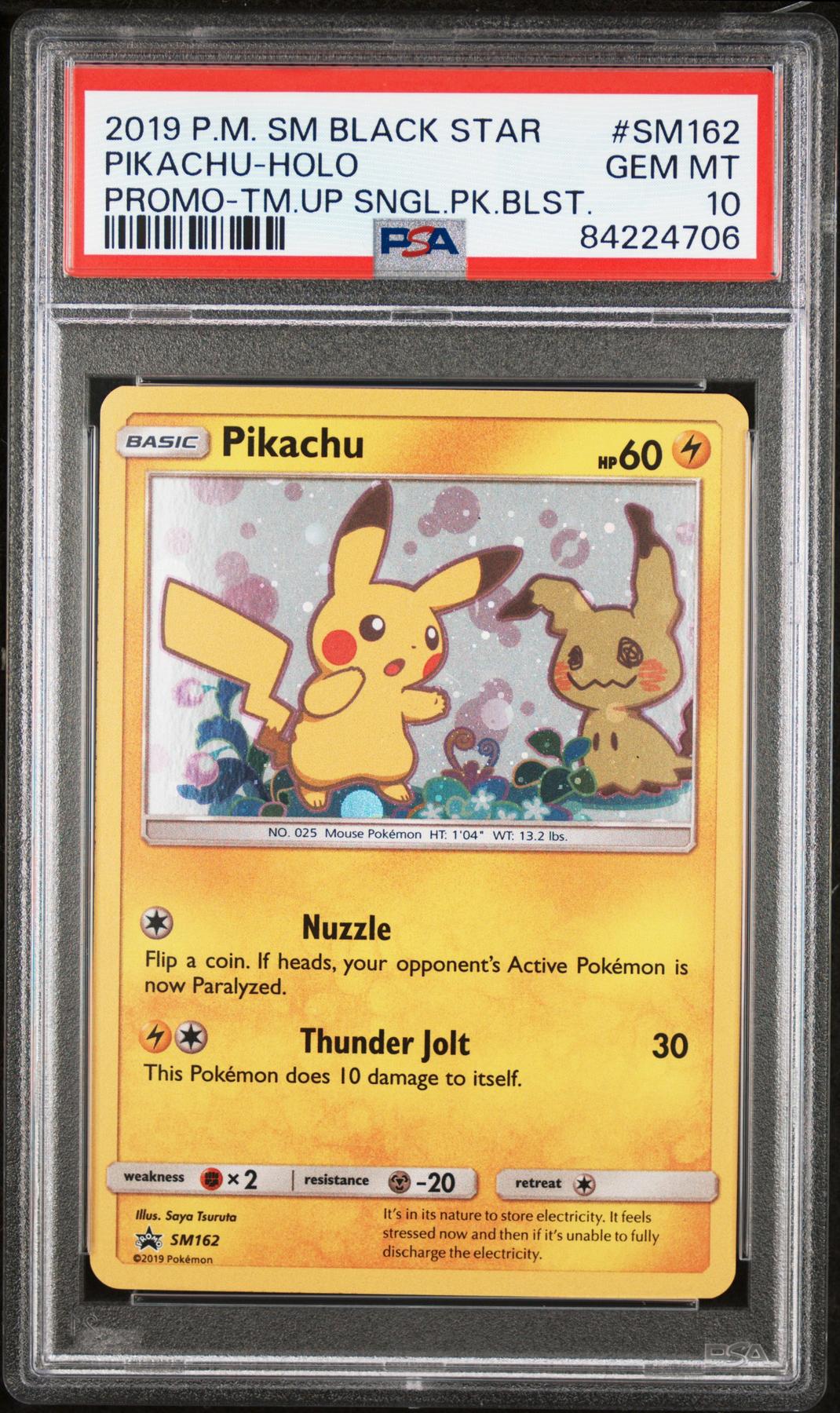 2019 Pokemon Pikachu Holo Promo SM162 PSA 10 | DA Card World