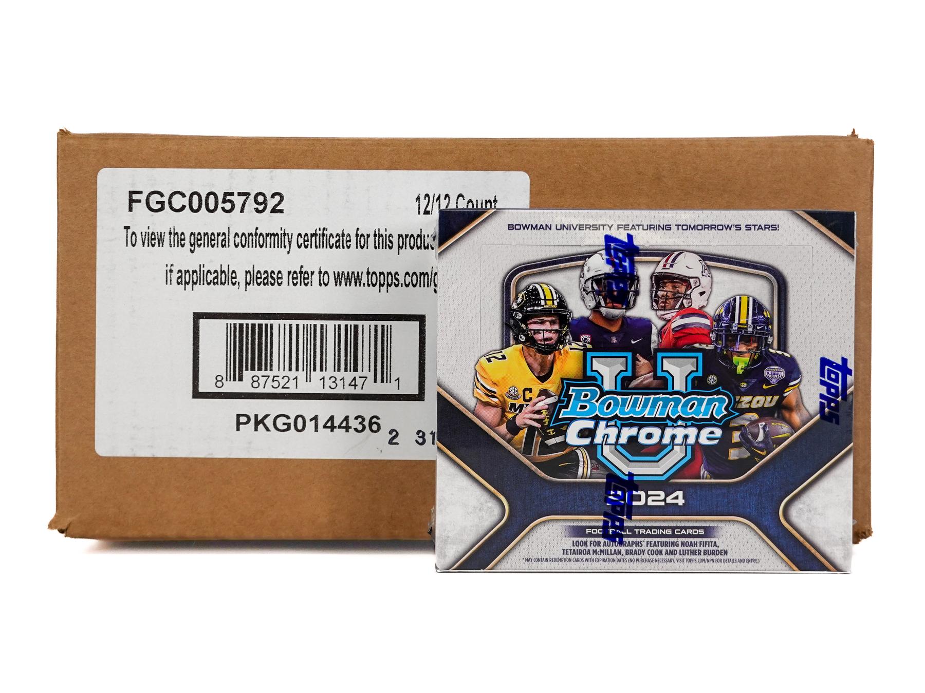 2024 Bowman University Chrome Football Hobby Jumbo 12-Box Case