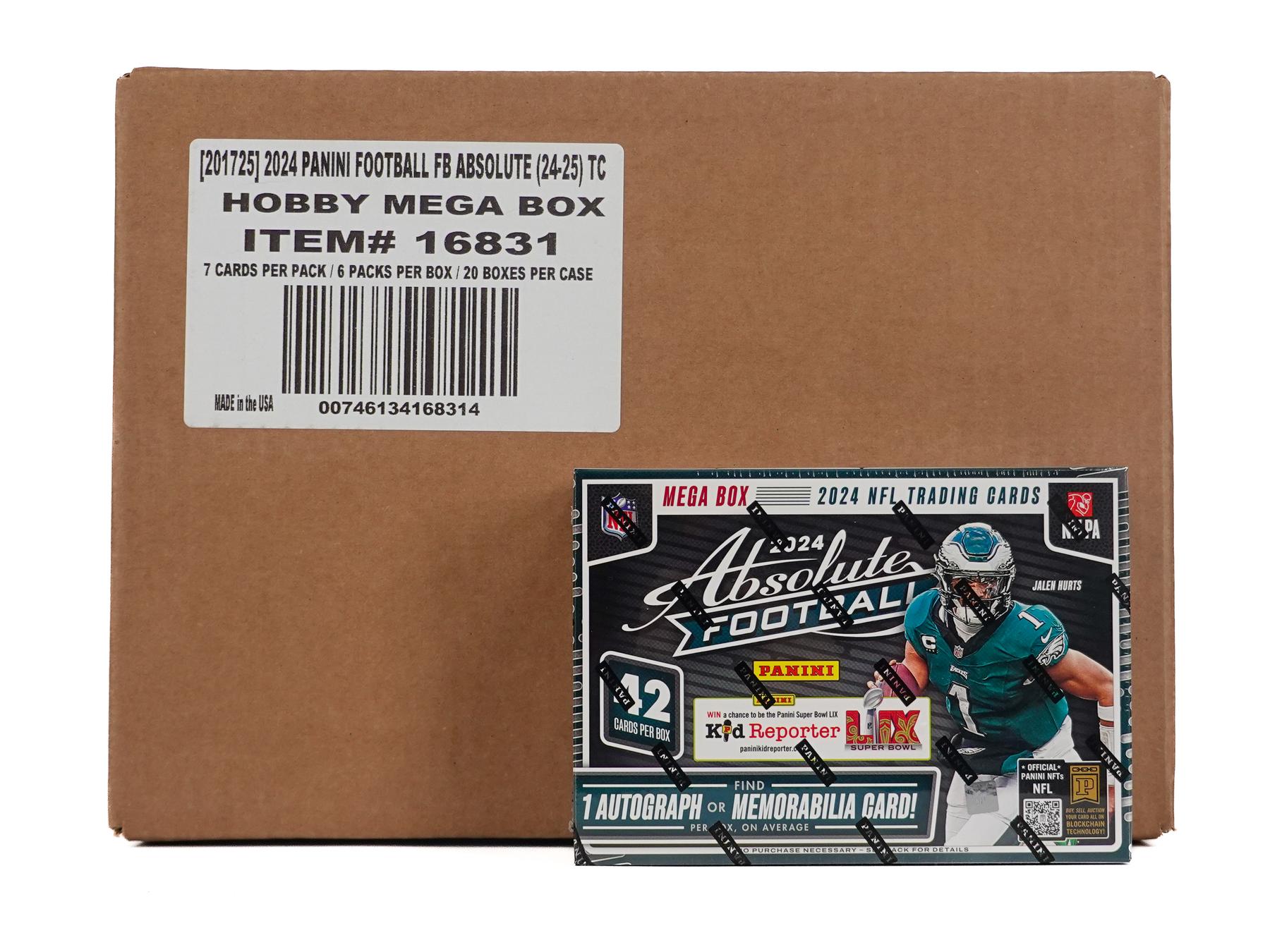 2024 Panini Absolute Football Mega Hobby 20-Box Case (Teal