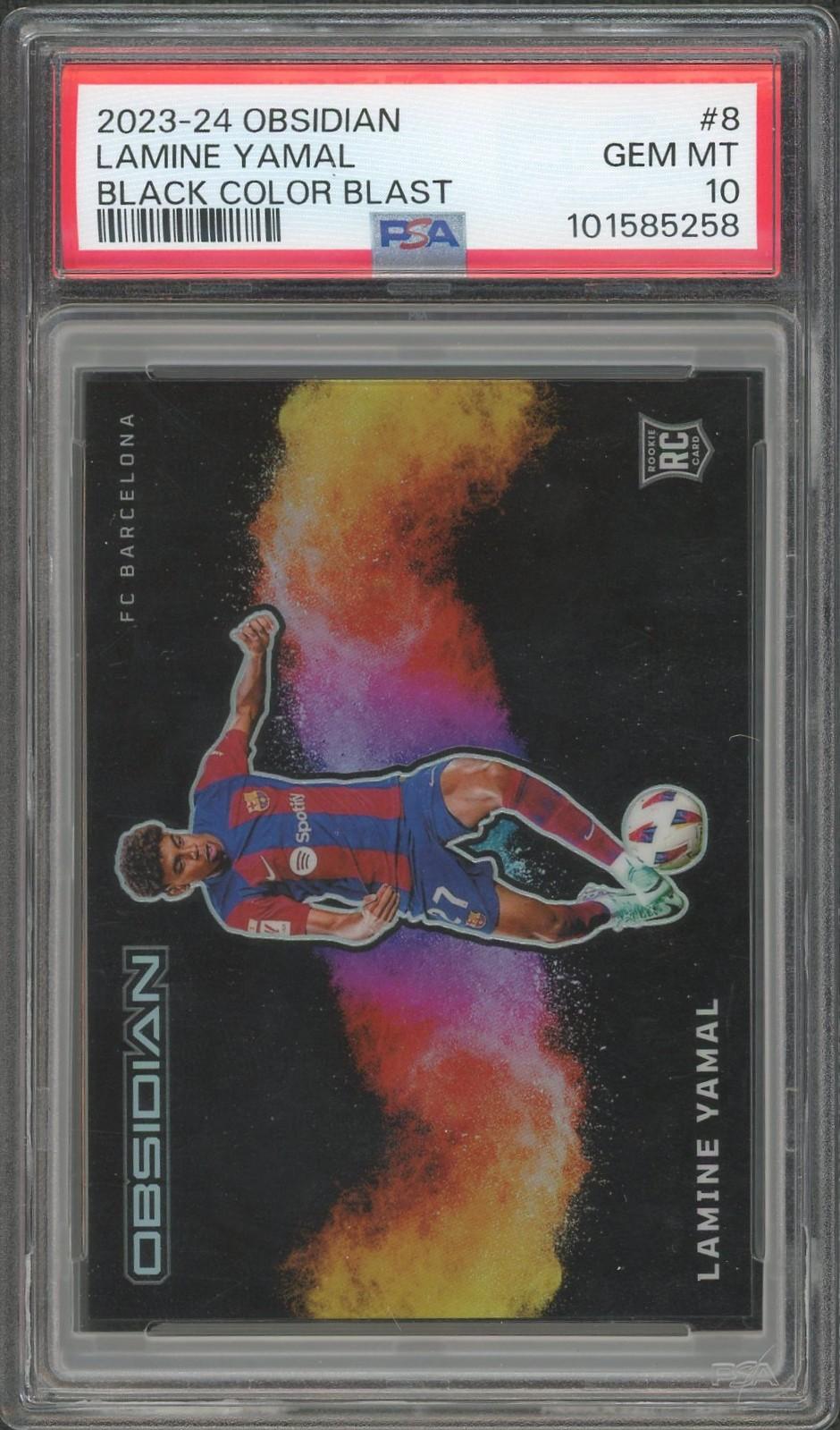 2023-24 Panini Obsidian Lamine Yamal Black Color Blast PSA 10 | DA