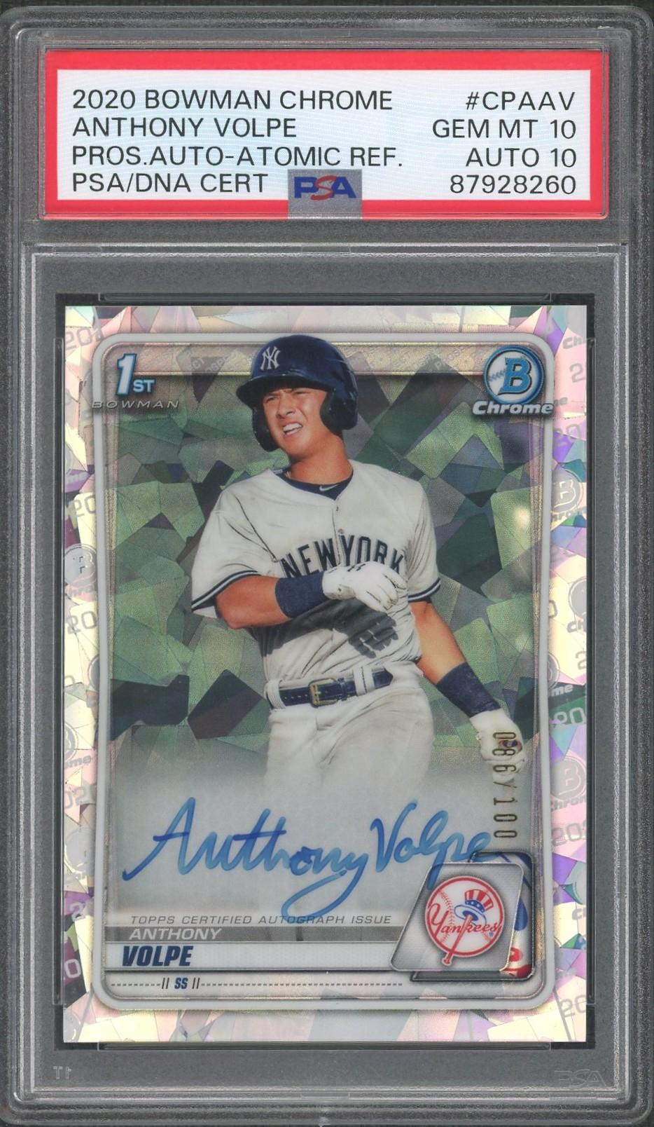 2020 Bowman Chrome Anthony Volpe 1st Auto Atomic /100 PSA 10 | DA