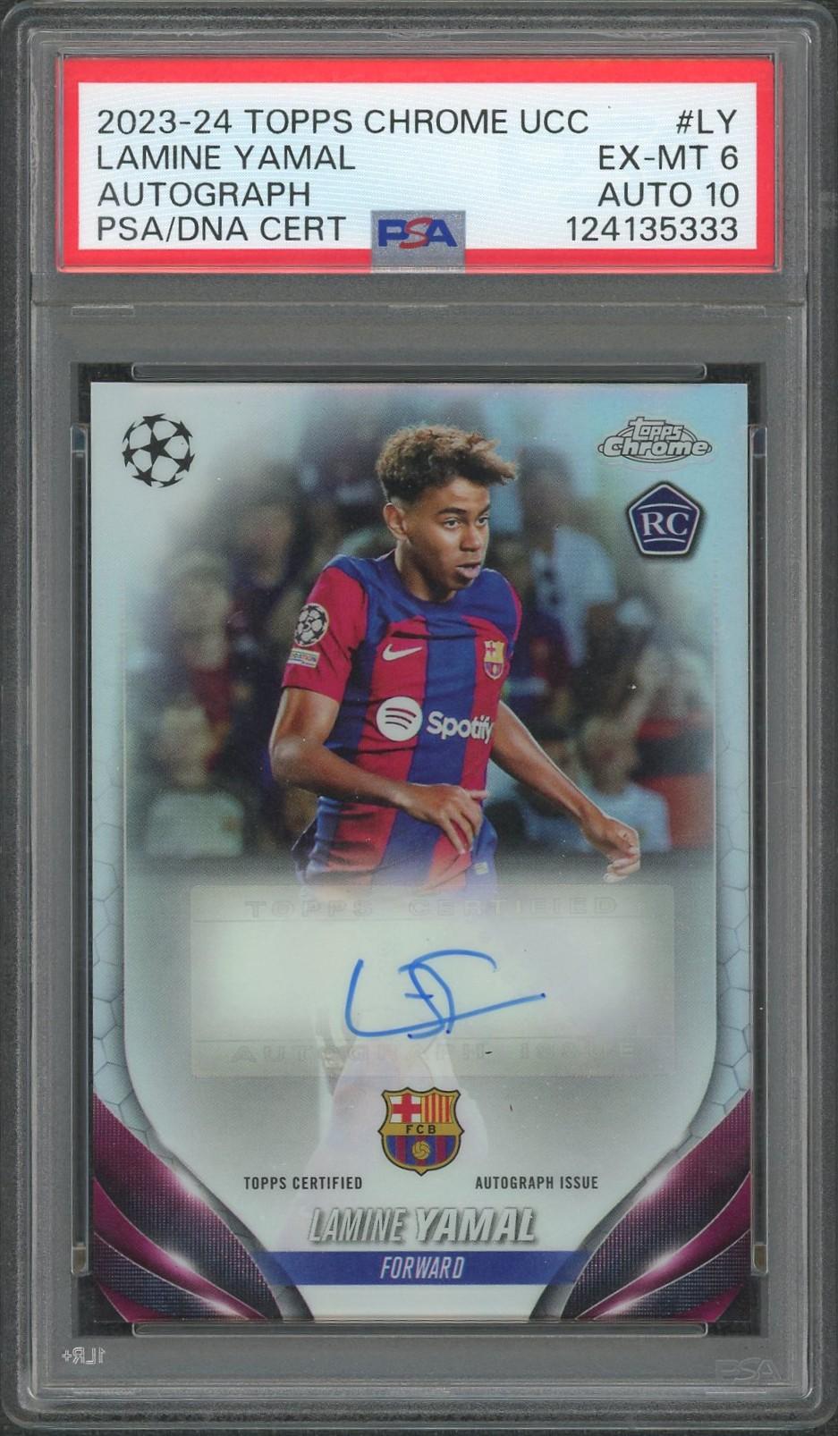 2023/24 Topps Chrome Lamine Yamal Rookie Auto PSA 6 Auto 10