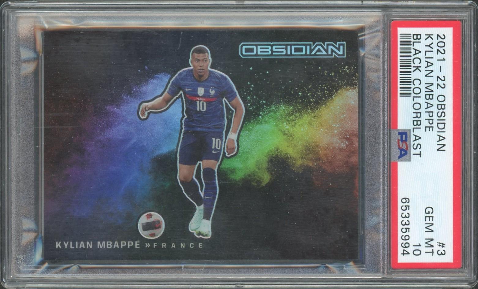 2021/22 Panini Obsidian Kylian Mbappe Black Colorblast PSA 10 | DA