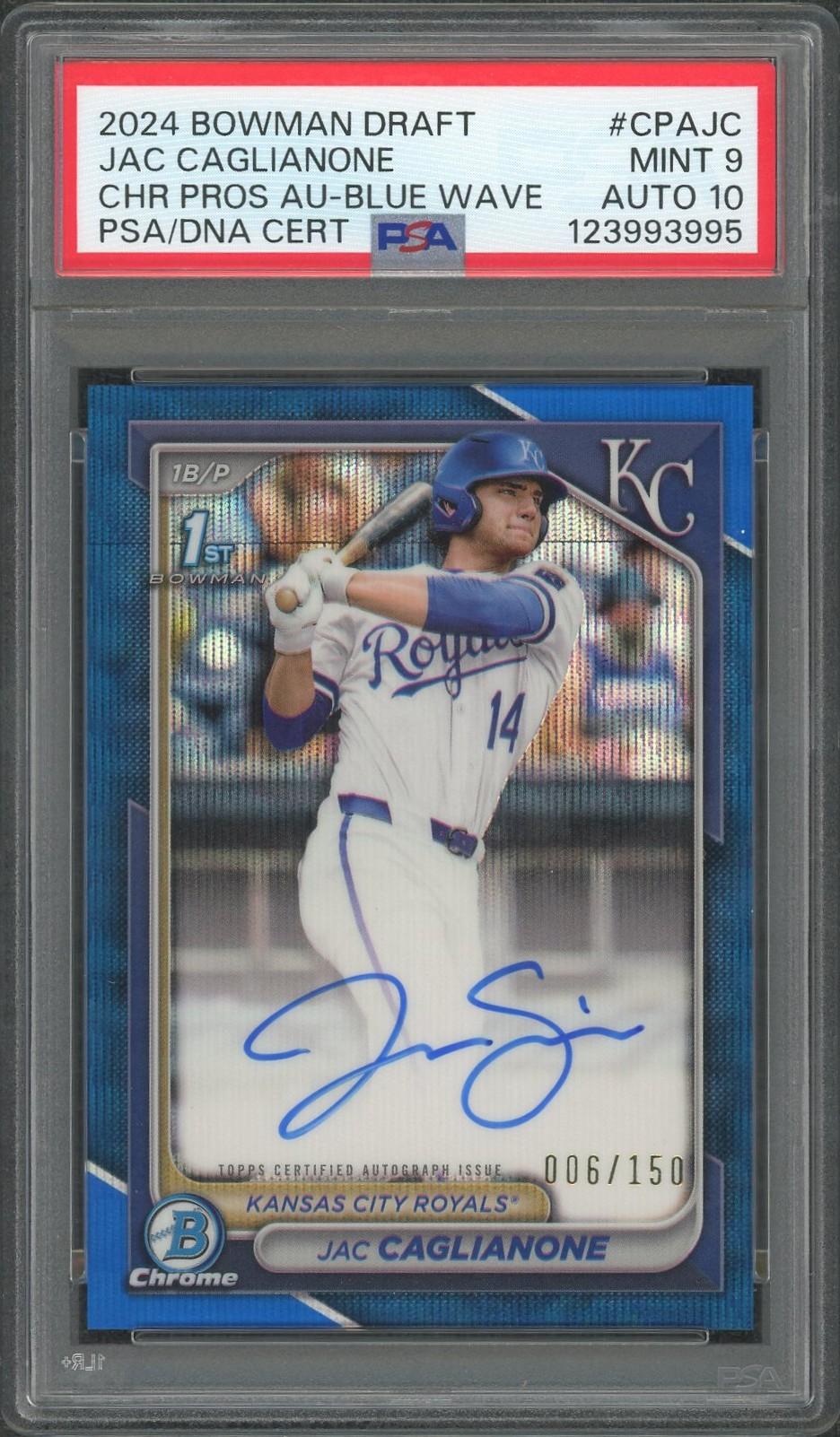 2024 Bowman Chrome Jac Caglianone Blue Wave Auto /150 PSA 9 Auto