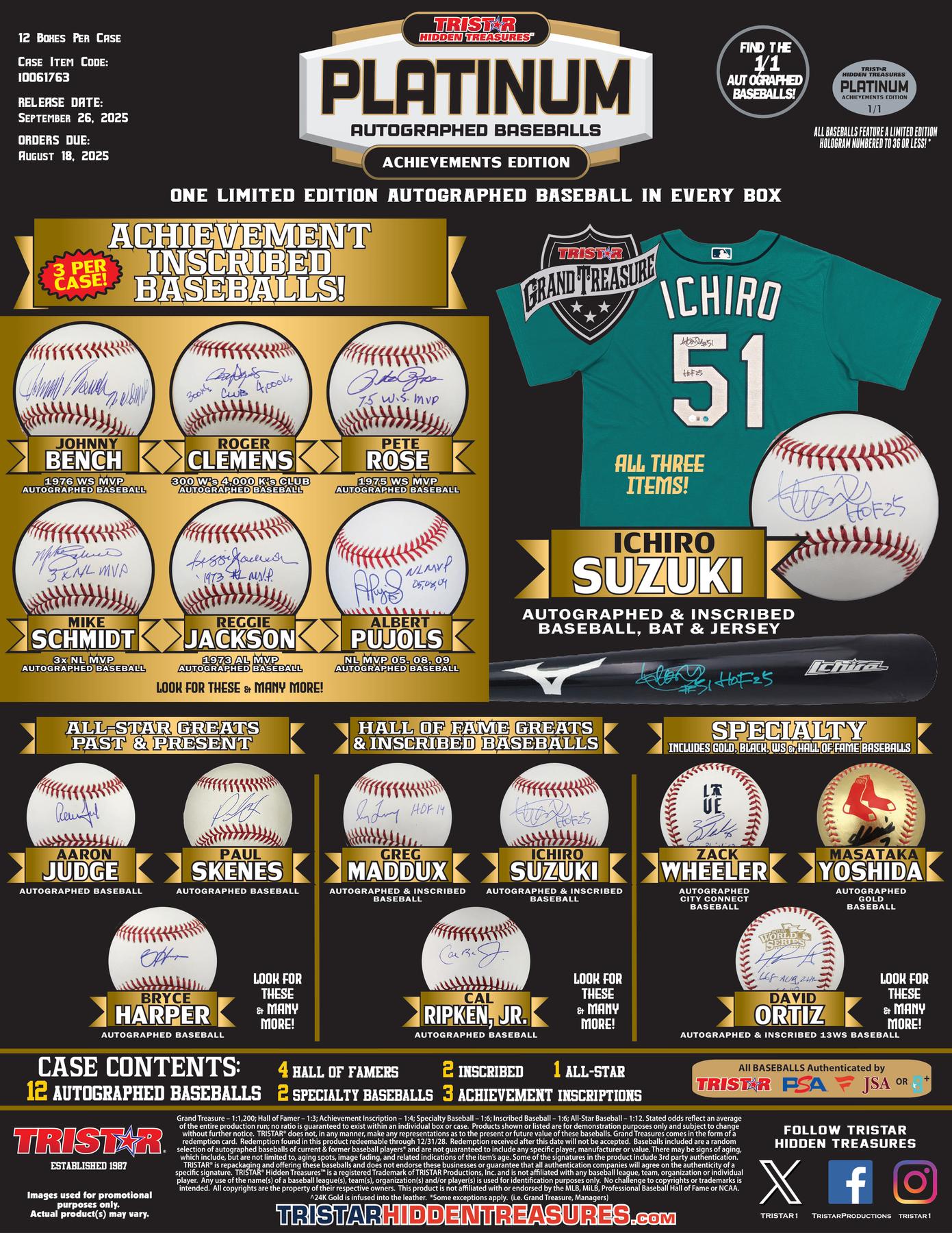 2025 TriStar Platinum Autographed Baseball Achievements Edition