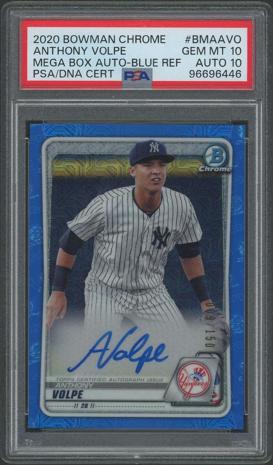 その他 2020 bowman anthony volpe auto psa10 2020 Bowman Chrome Mega Box #BMAAVO Anthony Volpe Blue