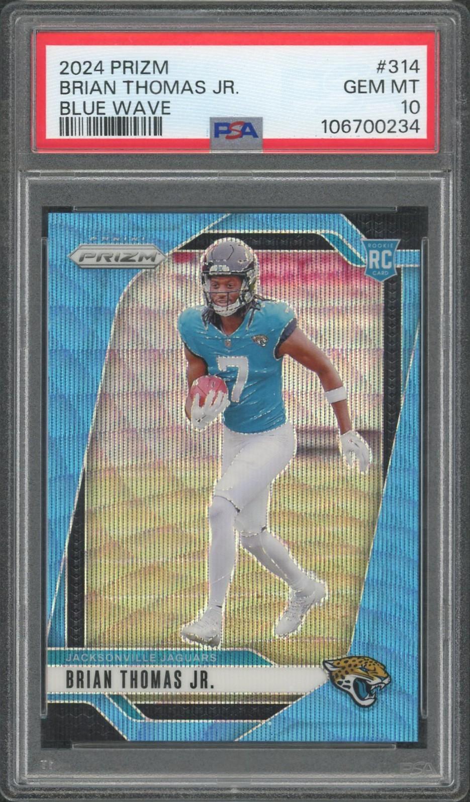 2024 Panini Prizm Brian Thomas Jr Blue Wave /230 PSA 10