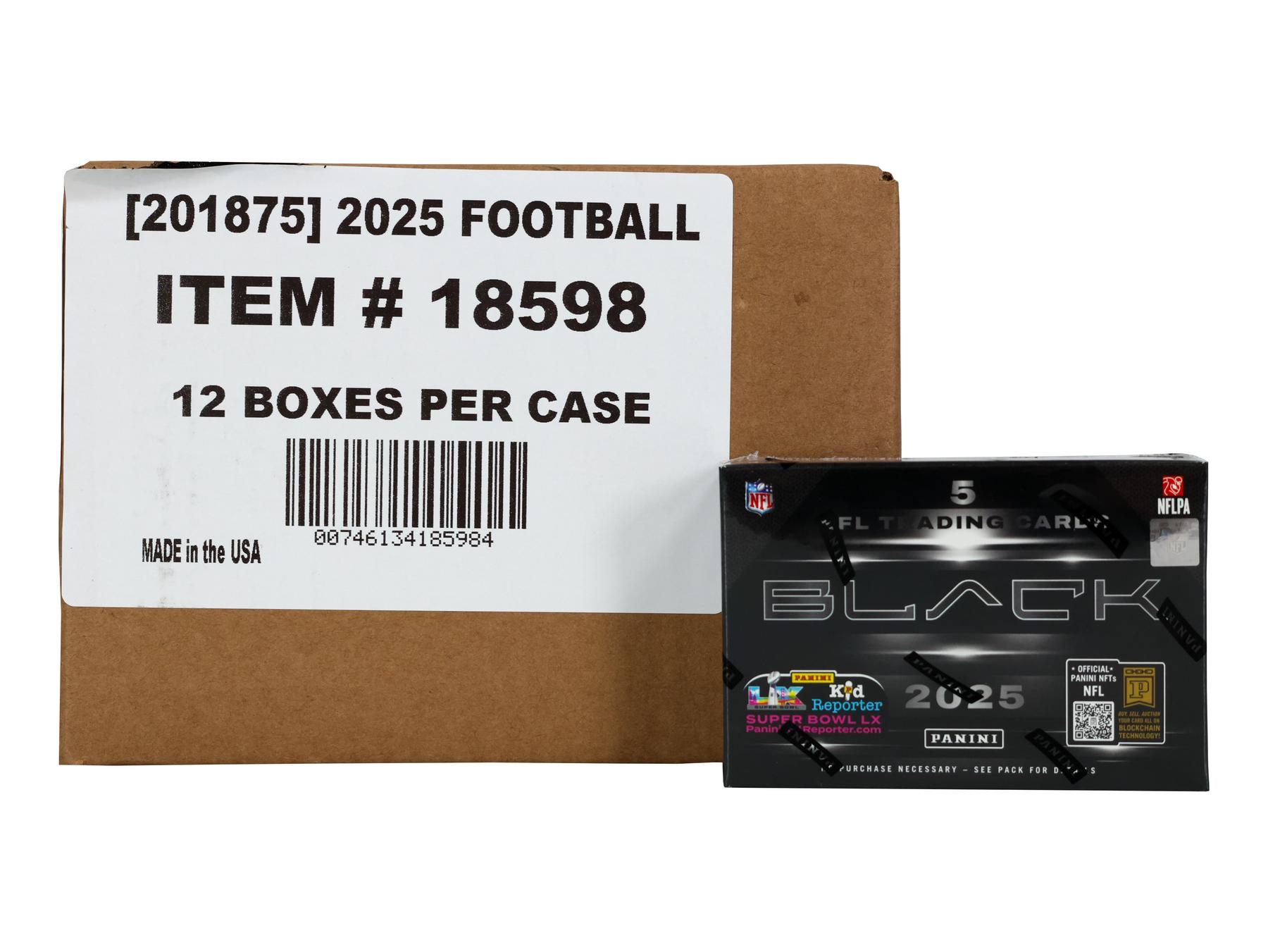 2025 Panini Black Football Hobby 12-Box Case | DA Card World