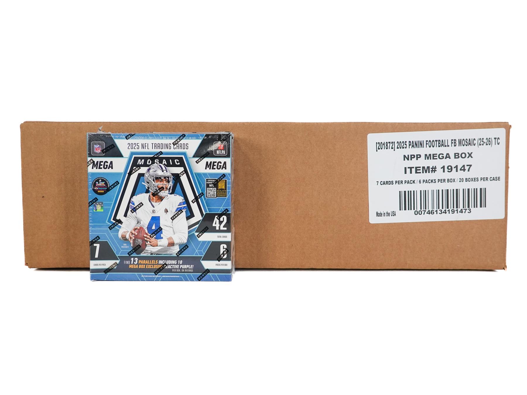 2025 Panini Mosaic Football Mega 20-Box Case (Reactive Purple