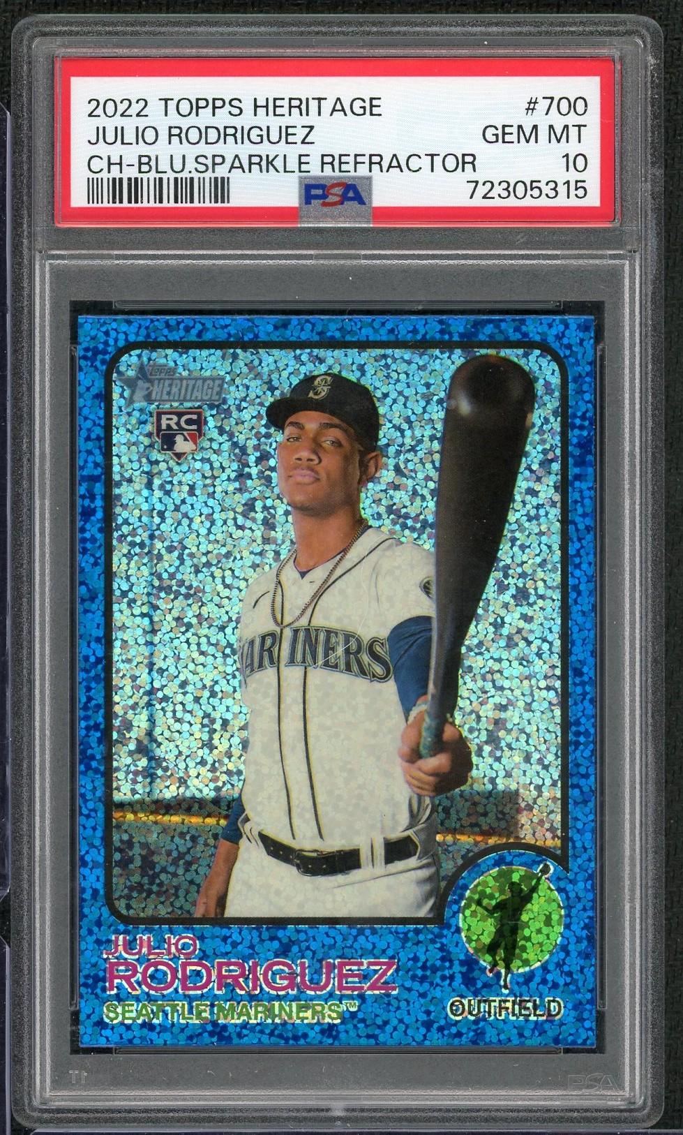 2022 Topps Heritage Julio Rodriguez Blue Sparkle Rookie #700 PSA