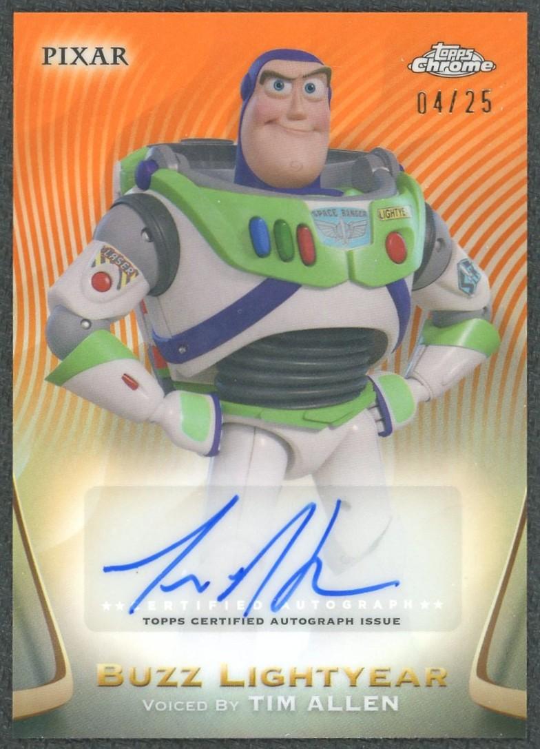 2025 Topps Chrome Disney Buzz Lightyear Tim Allen Orange Refractor