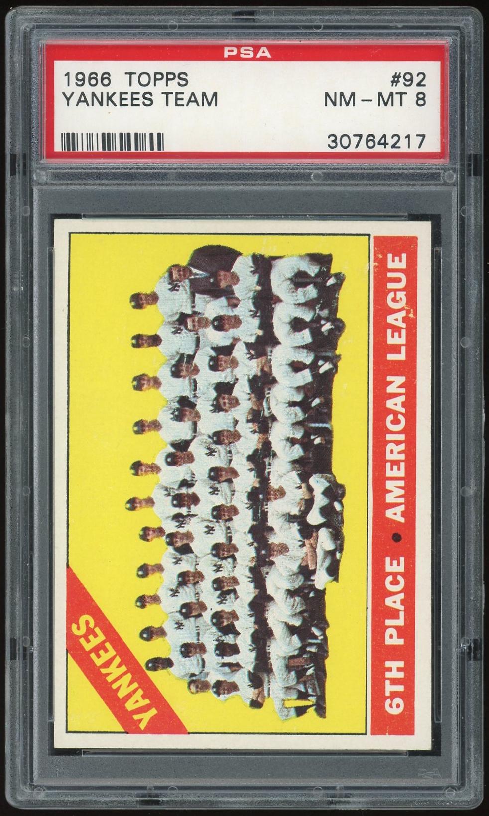 1966 Topps #92 Yankees Team PSA 8 *4217 (Reed Buy) | DA Card World