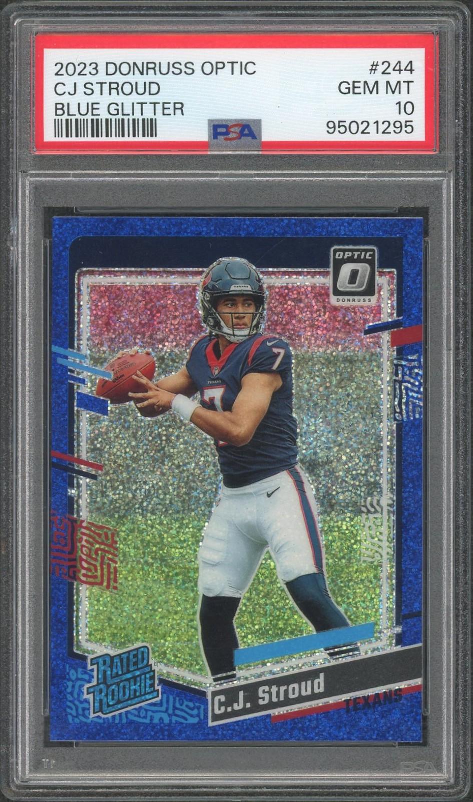 2023 Panini Donruss Optic CJ Stroud Rated Rookie Blue Glitter #244 PSA 10