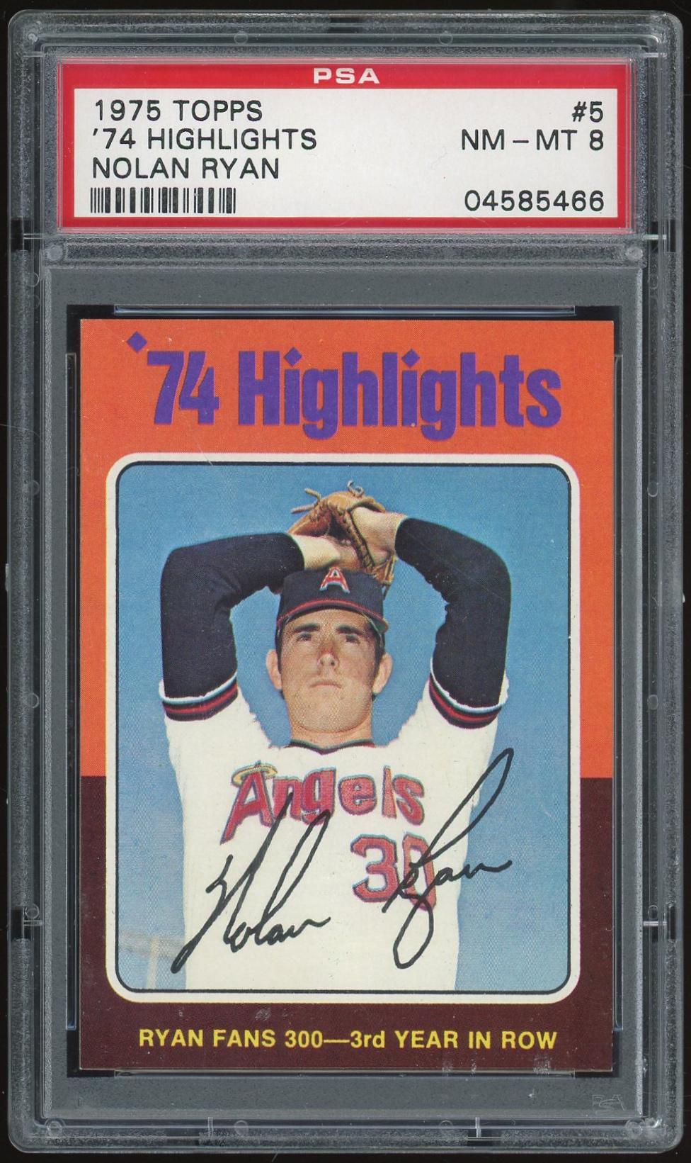 1975 Topps NOLAN RYAN PSA 8 ビンテージ エンゼルス 1975 Topps #5 '74 Highlights Nolan Ryan PSA 8 *5466 (Reed Buy