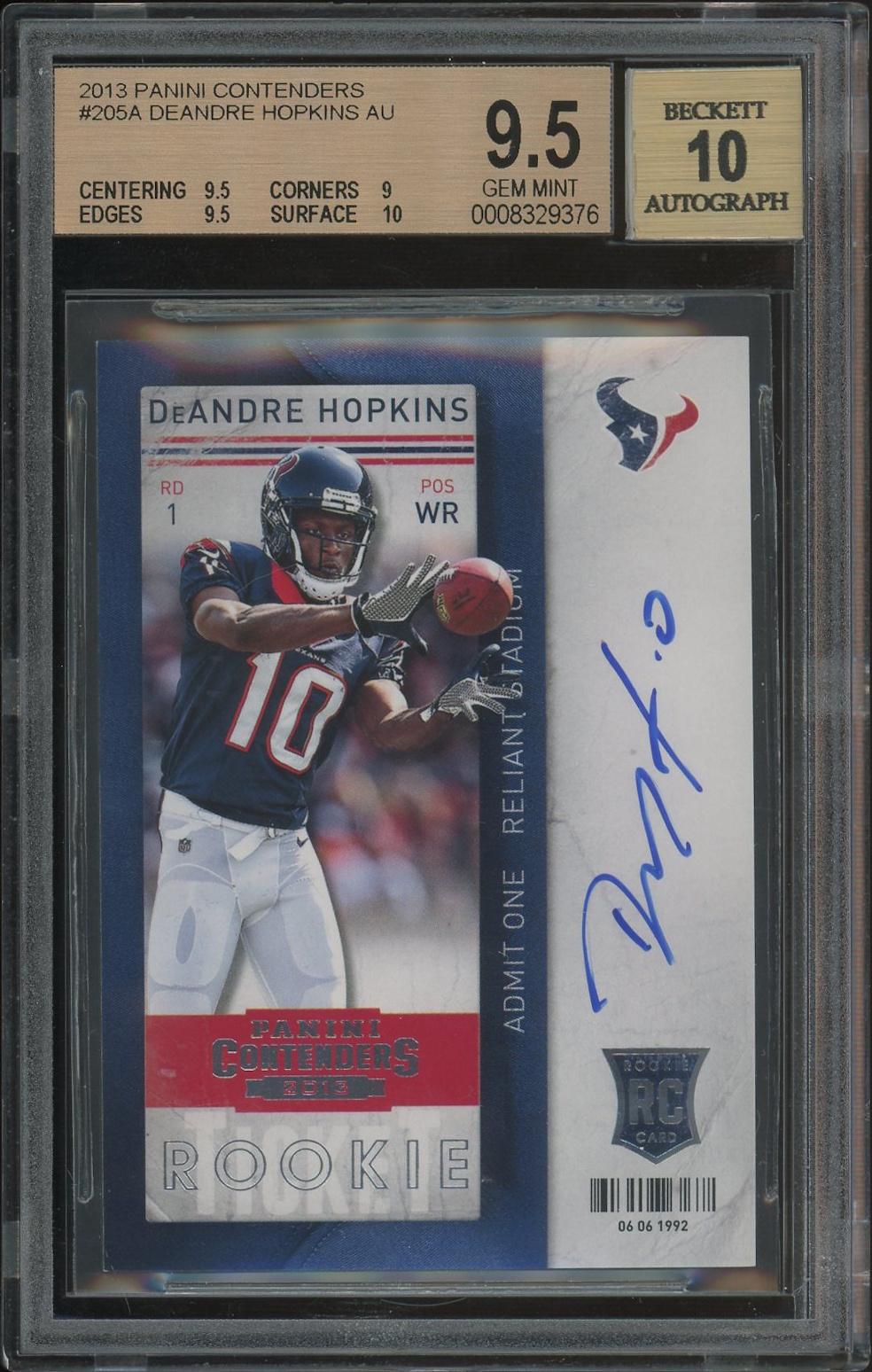 2013 Panini Contenders Football #205A DeAndre Hopkins Rookie Auto