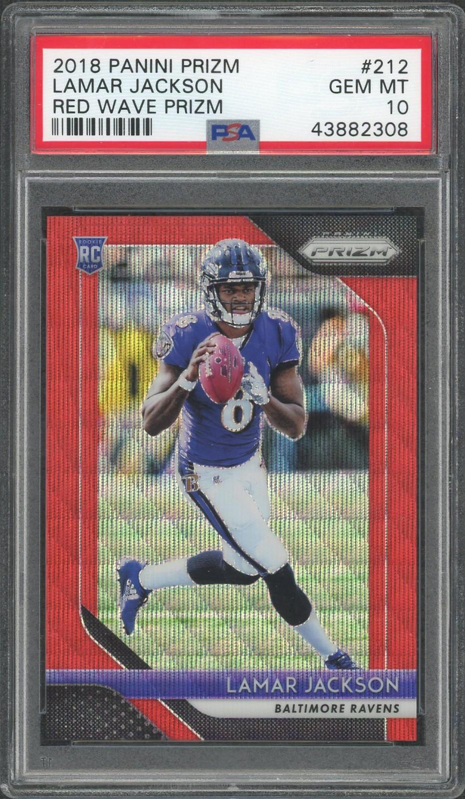 2018 Panini Prizm Lamar Jackson Red Wave /149 #212 PSA 10