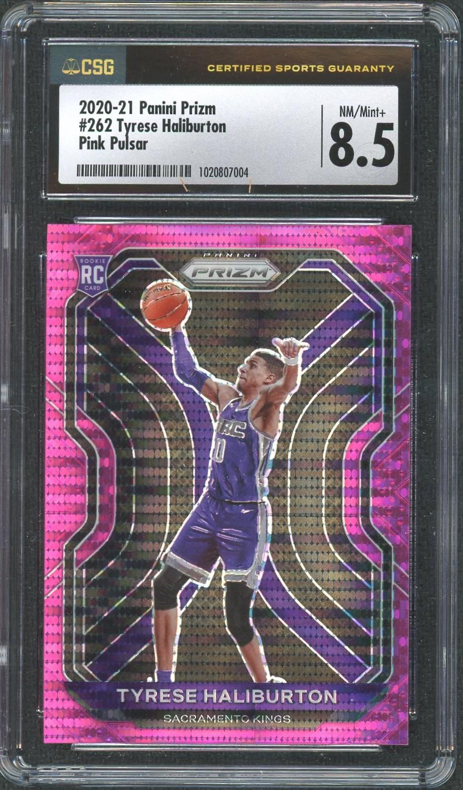 2020/21 Panini Prizm Tyrese Haliburton Pink Pulsar /42 CGC 8.5