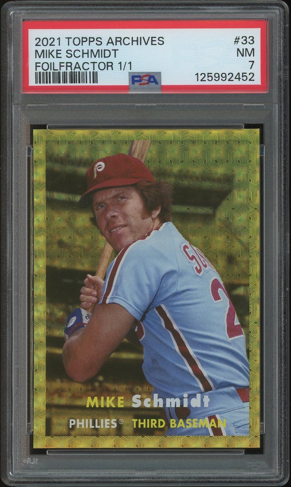 2021 Topps Archives Baseball #33 Mike Schmidt Foilfractor #1/1 PSA