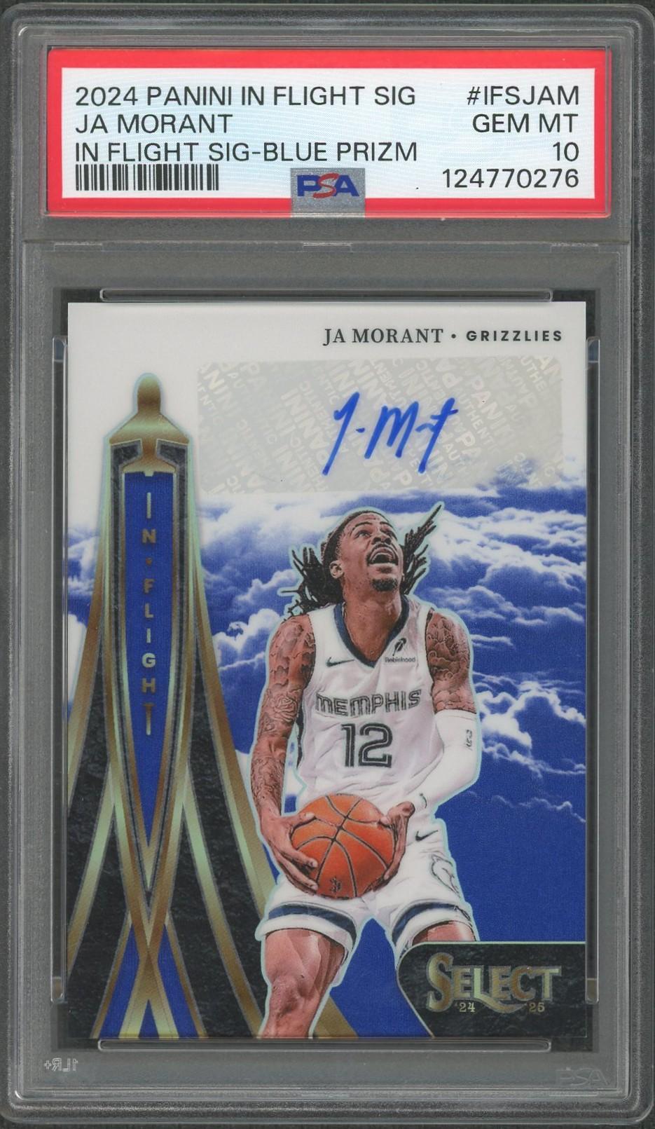 2024/25 Panini Select Ja Morant In Flight Auto Blue /49 PSA 10