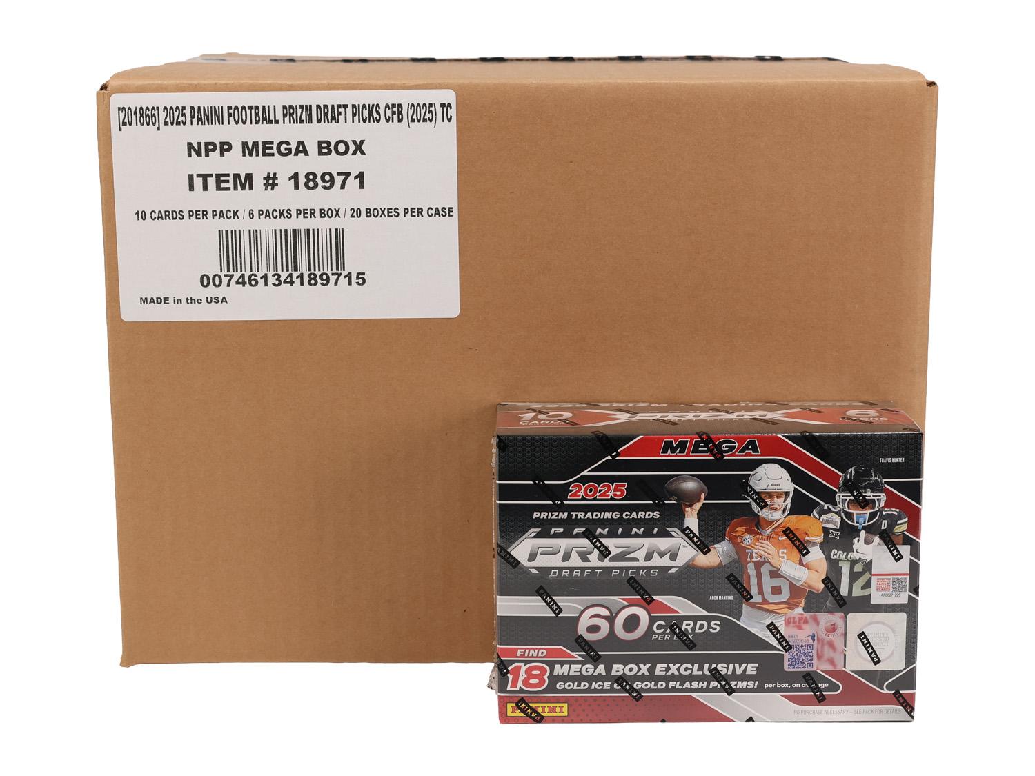 2025 Panini Prizm Draft Picks Football Mega 20-Box Case (Gold Ice