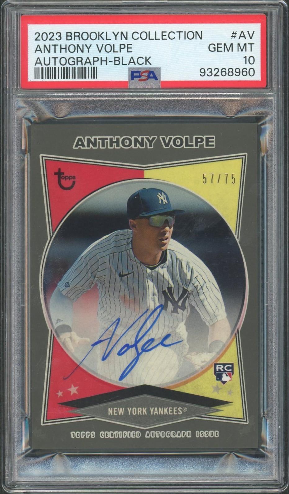 2023 Topps Brooklyn Collection Anthony Volpe Rookie Auto /75 PSA