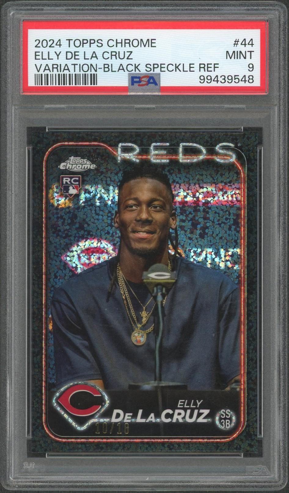 2024 Topps Chrome Elly De La Cruz Variation Black Speckle /10 PSA