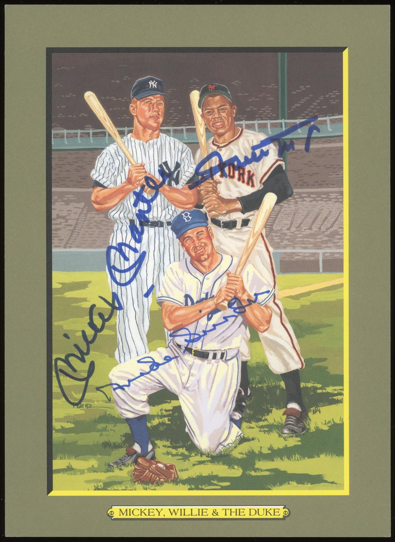 Mickey Mantle/Willie Mays/Duke Snider Autographed Perez Steele Great ...