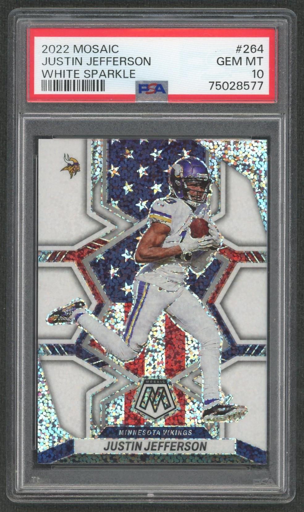 2022 Panini Mosaic Justin Jefferson White Sparkle #264 PSA 10 | DA