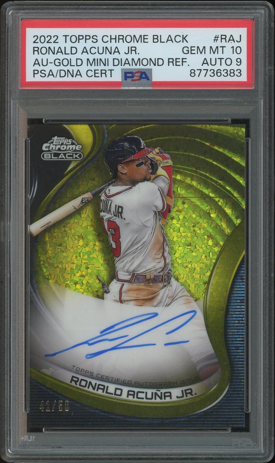 2022 Topps Chrome Black Baseball Ronald Acuna Jr. Gold Mini 