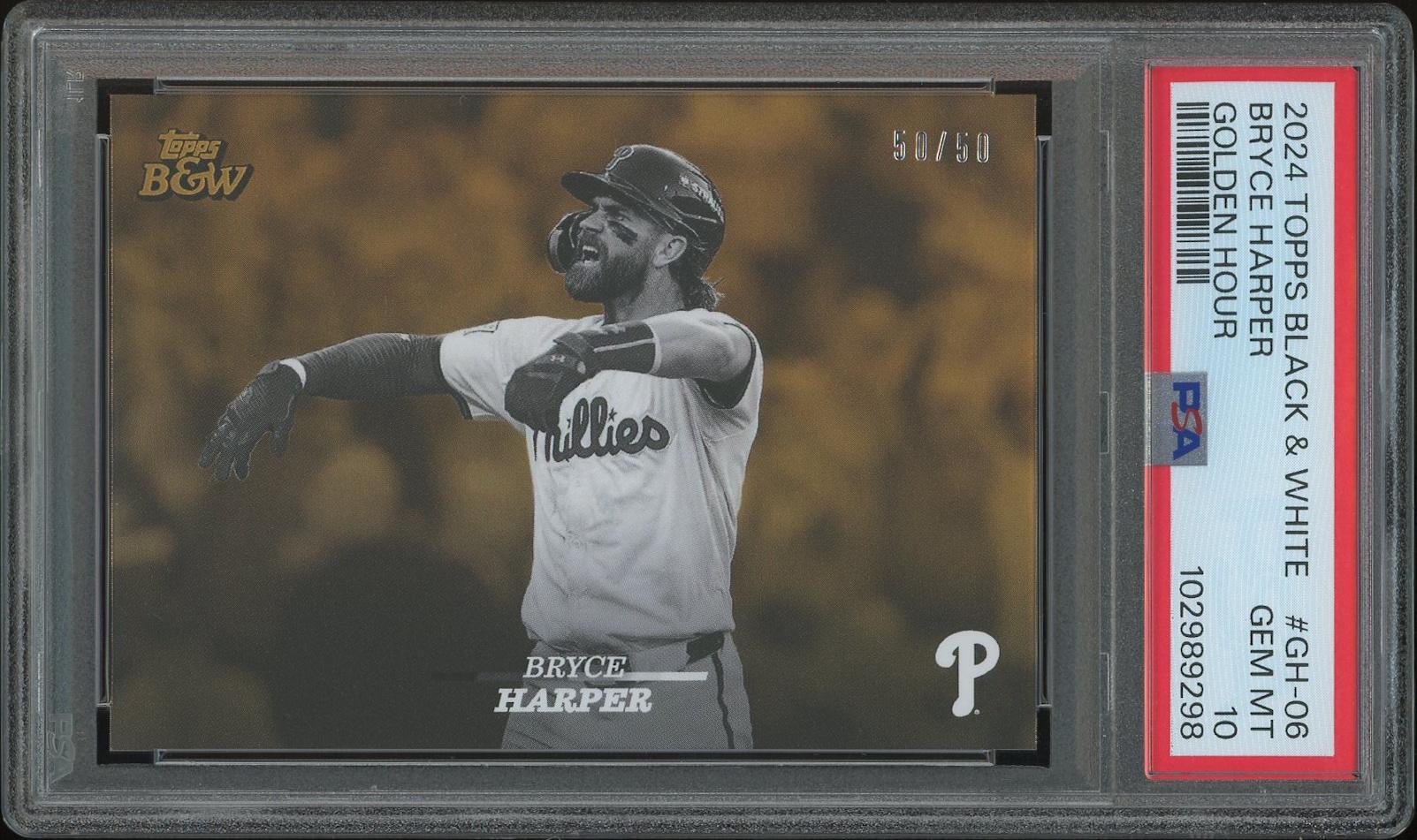 2024 Topps Black & White Baseball #GH06 Bryce Harper Golden Hour