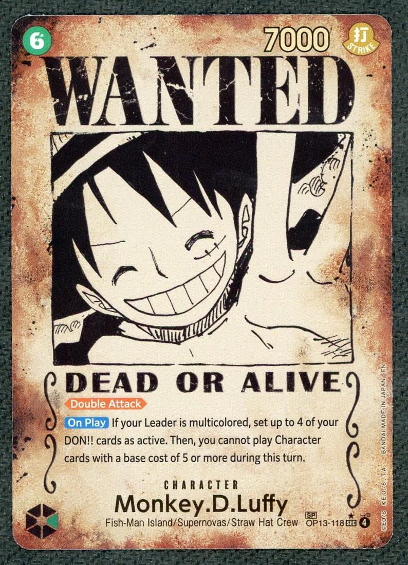 2025 One Piece Monkey. D. Luffy Wanted Alternate Art OP13-18 | DA