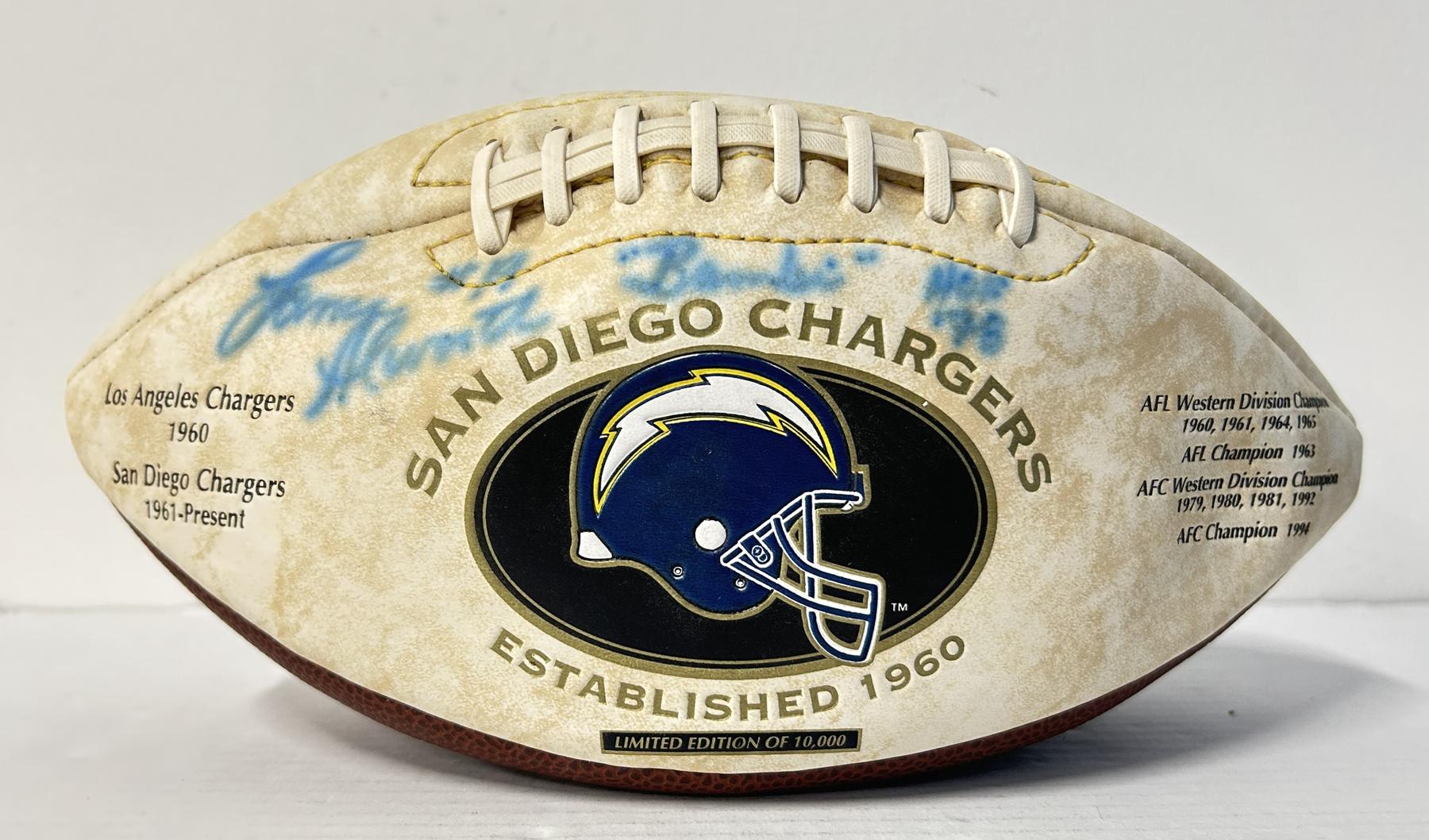 Lance Alworth Autographed Chargers Football (Bambi, HOF 78