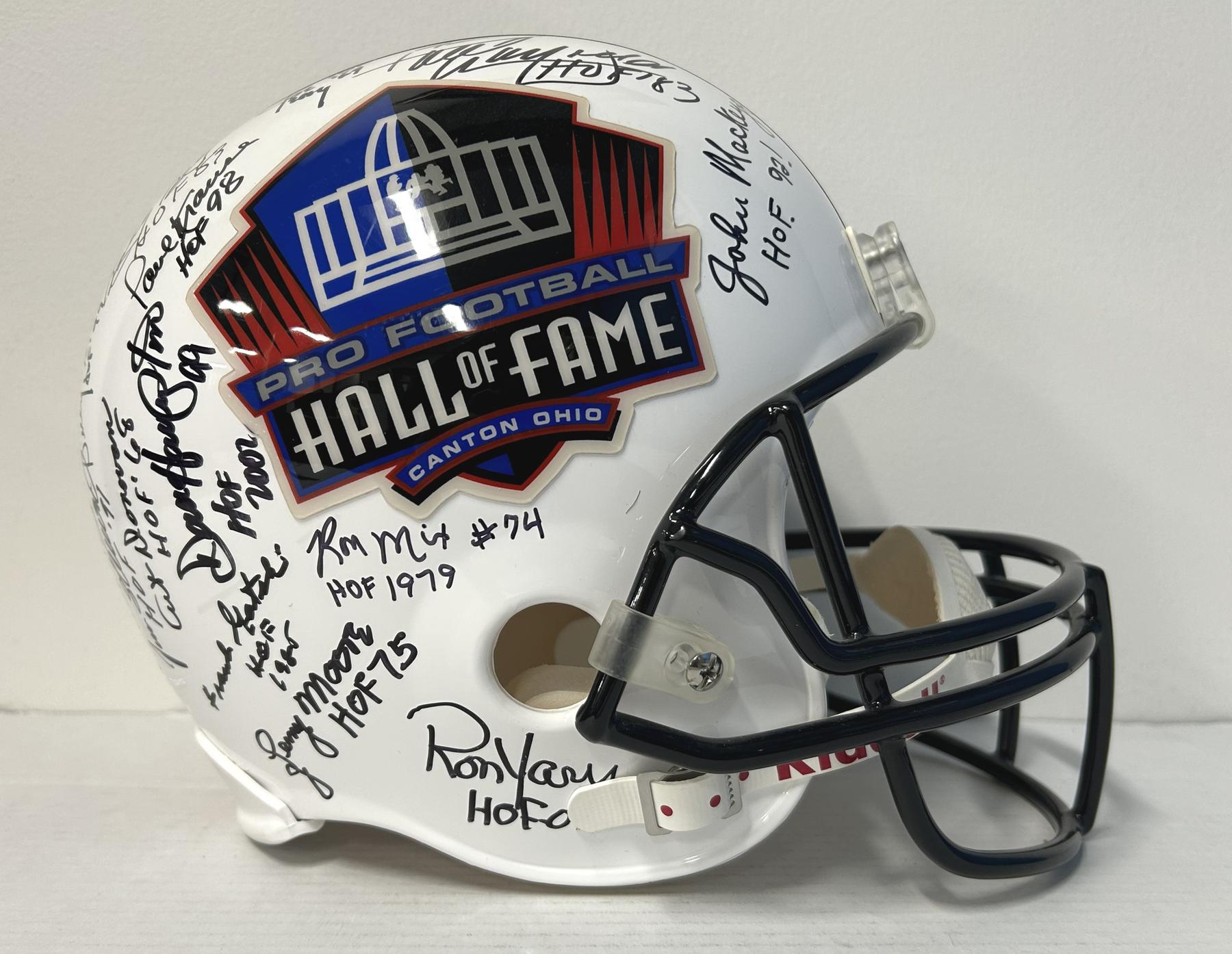 Multi-Signed Autographed HOF Replica Helmet (32 sigs) JSA ZZ55428