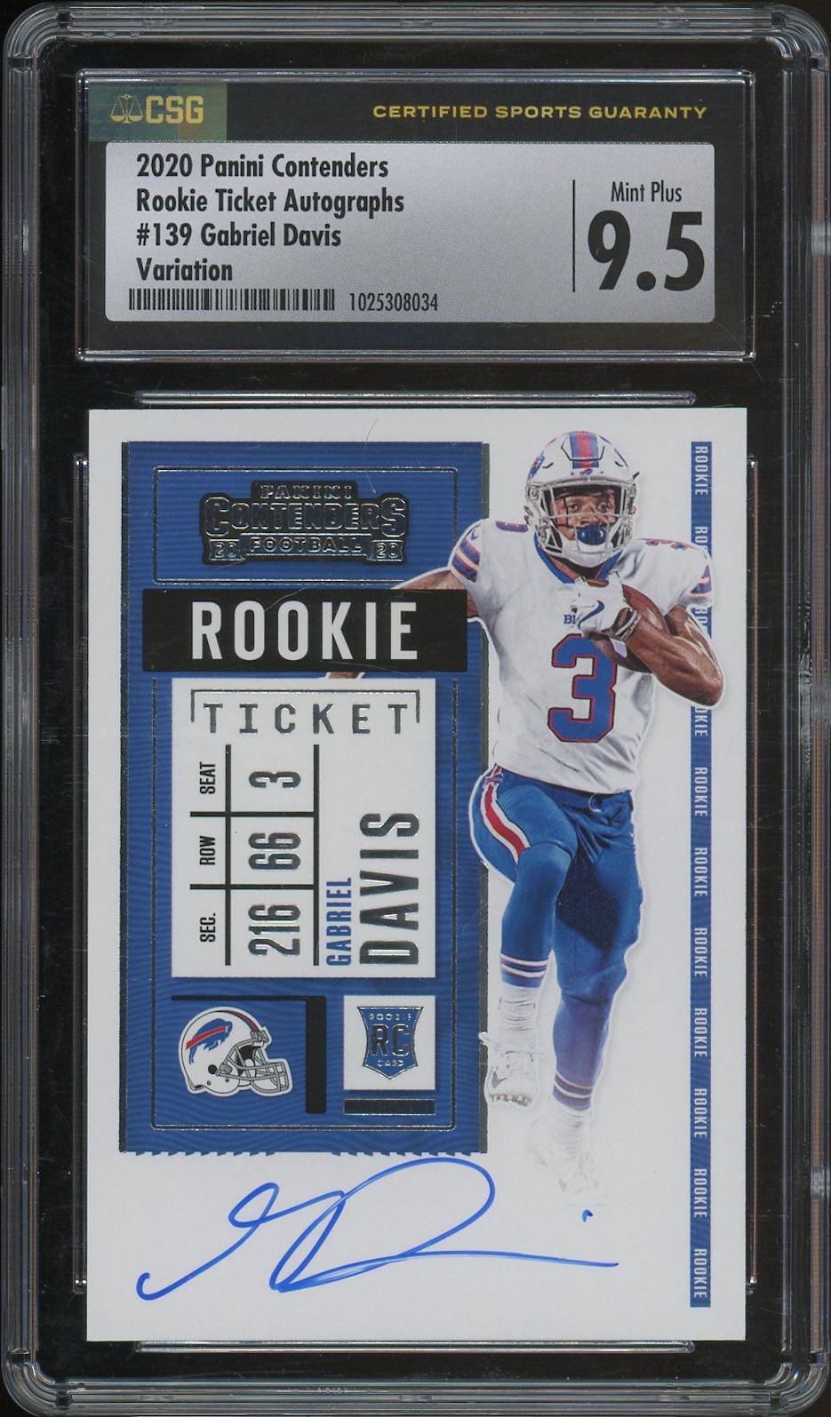 2020 Panini Contenders Football #139 Gabriel Davis Rookie Ticket