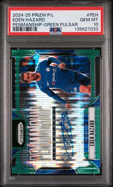 2024-25 Panini Prizm EPL Eden Hazard Penmanship Green Pulsar Auto