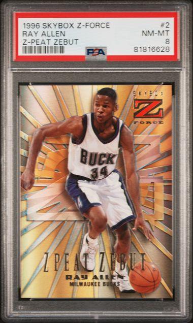 1996 Skybox Z-Force Ray Allen Z-Peat Zebut Rookie #2 PSA 8 | DA