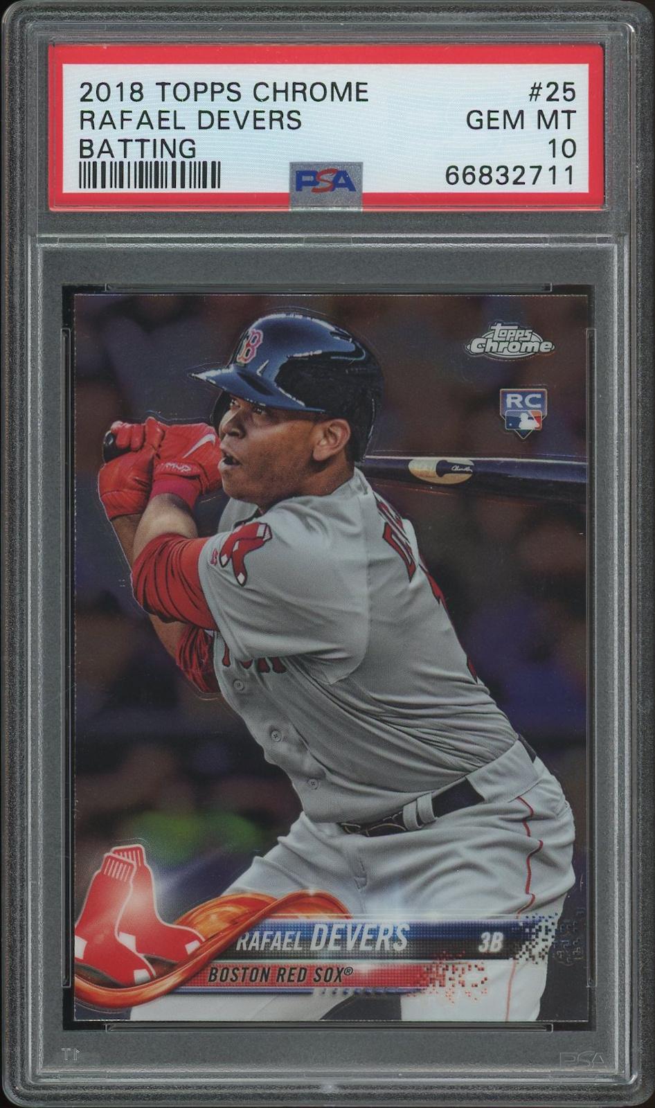 2018 Topps Chrome Baseball #25 Rafael Devers Batting Rookie PSA 10